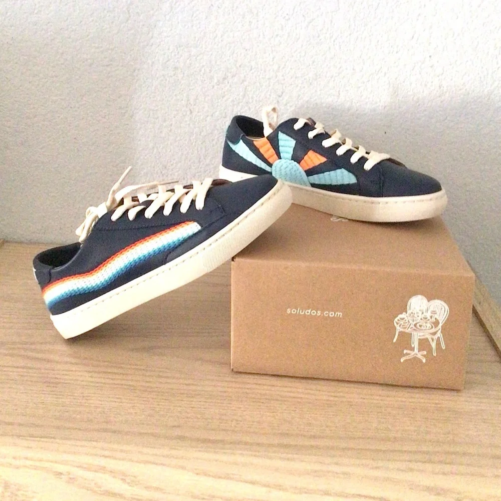 Soludos Rainbow Wave Embroidered Sneakers